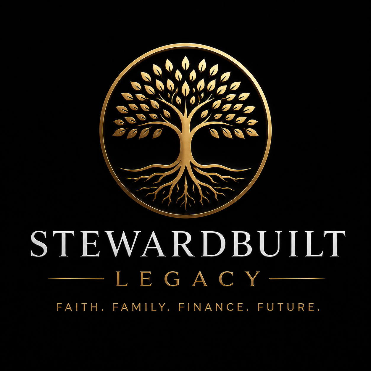 StewardBuilt Legacy emblem — a golden rooted tree