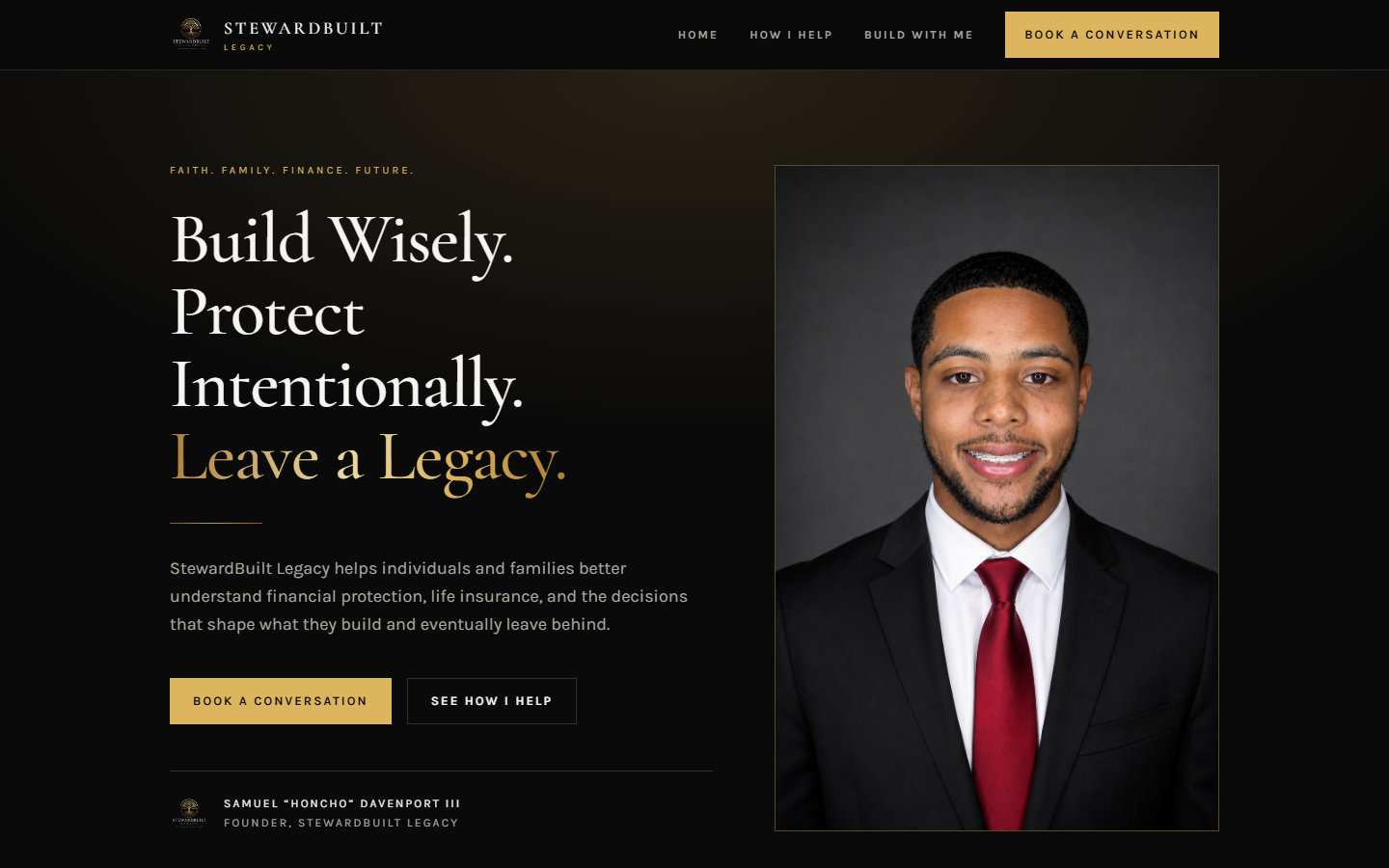 StewardBuilt Legacy website — Build Wisely, Protect Intentionally, Leave a Legacy